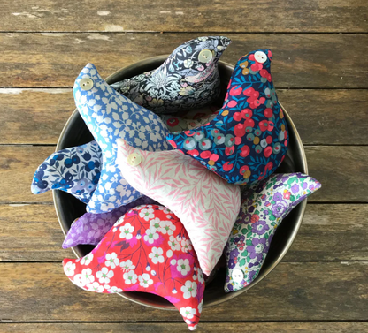 Box of 2 Lavender Bird Sachets Made with Liberty Fabric